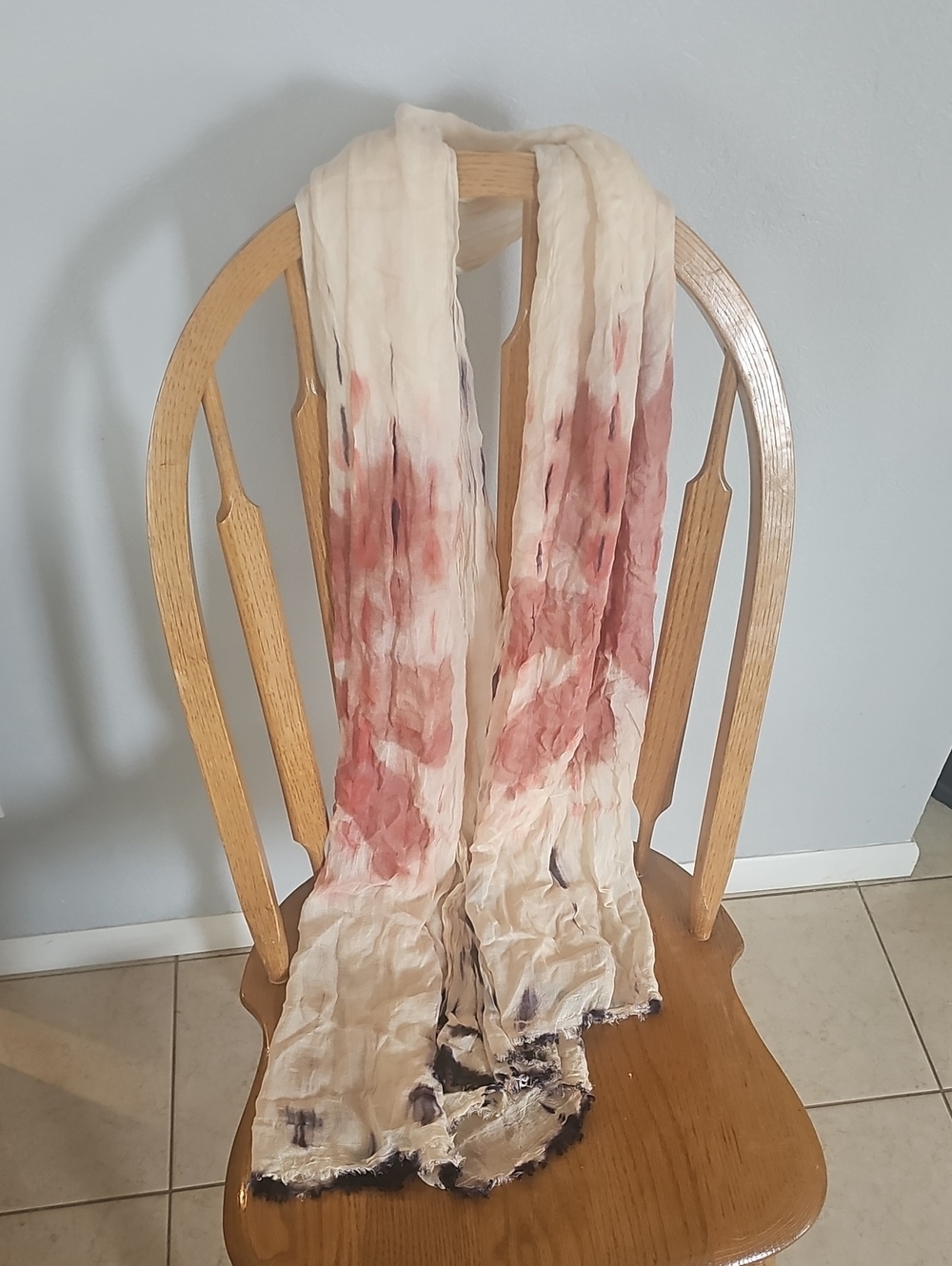lovestitch Cream Scarf with Navy Accents